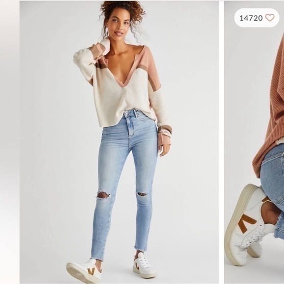 Free People Denim - Free People High Rise Busted Knee Ankle Jeans